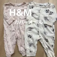 ミッキーマウス柄ロンパース2点セット