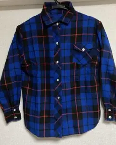最終値 チェック長袖シャツ レディースM 相当 青黒赤 ネルシャツ アメカジ