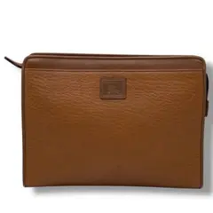 ヴィンテージ バーバリーズ セカンドバッグ チェック シボ革 ブラウン