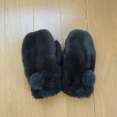 新品 未使用 BEAMS mini フェイクファー ミトン 手袋 キッズ 茶 ②