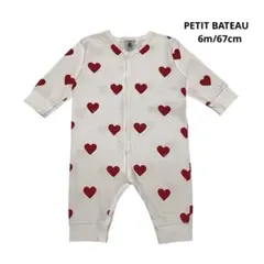 PETIT BATEAU／ハート柄／ロンパース／6m67cm