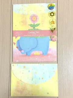 象と花のイラスト レターセット