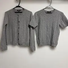 ユニクロ　UNIQLOグレー ケーブル編み カーディガン セーターセット