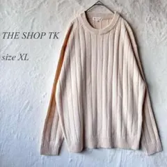 THE SHOP TK リブ編みニットXL オフホワイト 丸首 シンプル1061