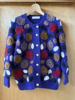 花柄ニットカーディガン