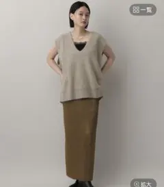 プリーツイージータイトスカート　ブラウンドット