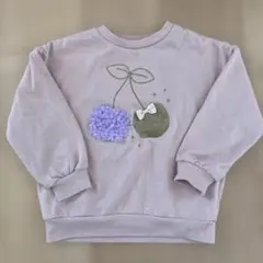 薄いピンクのチェリー刺繍トレーナー　110