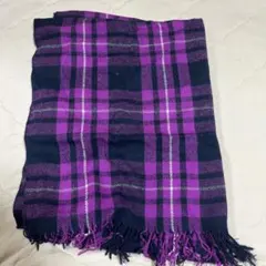 【再値下げ】LOWRYS FARM 紫とネイビーのチェック柄ストール
