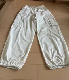 GU ホワイト カーゴパンツ ゴムウエスト