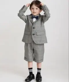 ブランシェス　グレーチェック　フォーマルスーツ 入学　卒園式