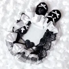 【B8サイズ】硬質ケースデコ レースデコ リボンデコ 白 黒 うさ耳