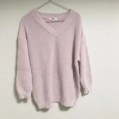 UNIQLO ユニクロ　ピンク Vネック ニットセーター 長袖　M