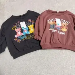 新品ベビー長袖トレーナー2枚セット 80cm女の子向けデザイン テディベア