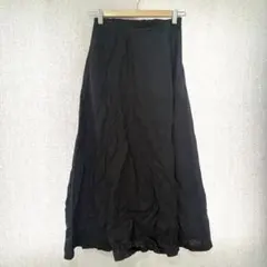 美品✦MUJI 良品計画 リネンマキシスカート S 黒ブラック ポケット付き