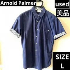 【used】男女兼用可！Arnold Palmerネイビー 半袖シャツサイズLのサムネイル