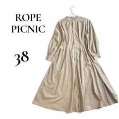 【美品】ROPE PICNIC ロペピクニックMバンドカラープリーツワンピース