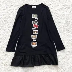 PINK HOUSE カットソーワンピース チュニック フリル ワッペン くまのサムネイル