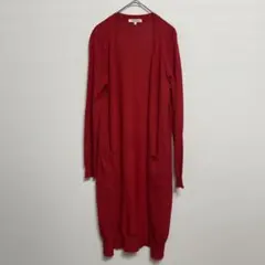 【超美品】ザショップティーケー 長袖 ラップカーディガン ロング レッド 薄手のサムネイル