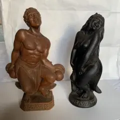 彫刻 置物セット 茶色と黒