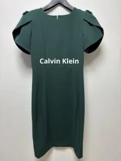 Calvin Klein カルバンクライン ダークグリーン 半袖 ワンピース