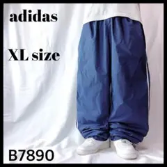 【00s 極太バギー】アディダス ナイロンパンツ トラックパンツ ネイビー XL