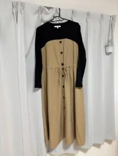 【秋冬服】Madresstyle マタニティワンピース M 黒ベージュ