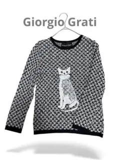 Giorgio Grati 長袖ニットセーター イタリア製 猫 スパンコール