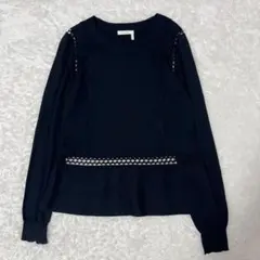Chloé クロエ レース切替 シルク混 ニットトップス S 黒のサムネイル