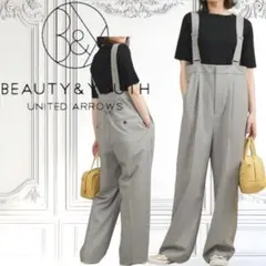 【美品】 BEAUTY&YOUTH ハイウエストサロペット グレー Sのサムネイル