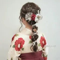 レッド　卒業式　袴　ドライフラワー髪飾り　大学生　小学生　金箔　ヘッドドレス