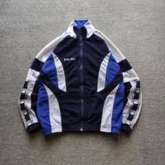 KELMEベロアトラックジャケットワンポイント刺繍レアルマドリード切替短丈青M