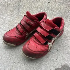 ASICS 安全靴 ベルクロストラップ 青赤白 - メルカリ