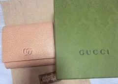 ほぼ未使用品 箱付き GUCCI グッチ 長財布 GG柄 マーモント ピンク系 
