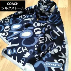 COACH ☆ネイビー 落書き風ロゴ☆シルクストール