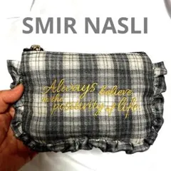 サミールナスリ SMIR NASLI チェック柄 フリルポーチ 小物入れ 黒のサムネイル