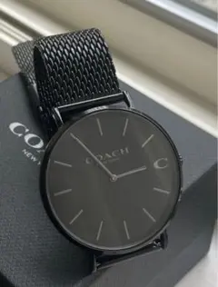 【電池新品美品】coach腕時計40㎜ブラックメッシュベルトメンズレディースのサムネイル