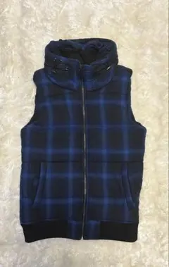 平成系archiveグランジy2kチェック柄フード付きダウンベスト