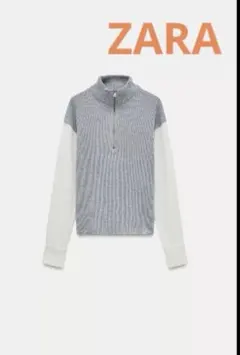 ZARA コントラストベストTシャツ　グレーマール