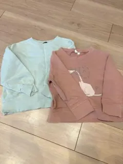 ミントグリーンとピンクのトレーナー2点セット