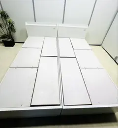 キングサイズベッドホワイト フラットデザイン ベッド 収納付き