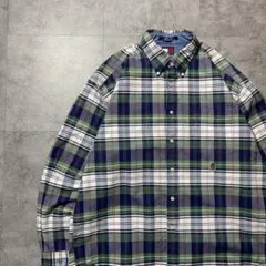 00s トミーヒルフィガー　刺繍ロゴ　胸ポケット　ボタンダウン　チェックシャツ