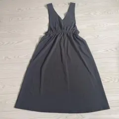 グレー Vネック マキシドレス