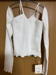 2way multi rib knit top ホワイト フリーサイズ新品未使用