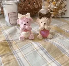 リボンハートくまさん♡アロマストーン♡置物