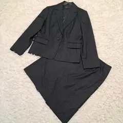 インディヴィ ダークグレー ストライプ スカートスーツ 44 大きいサイズ