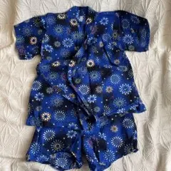 甚平 90サイズ ブルー 青 花火柄