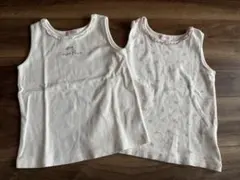 メゾピアノ　リボン刺繍と花柄タンクトップ2枚セット　130