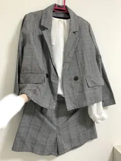 セットアップ レディース ドレスシャツ ジャケット 柄入り パンツ