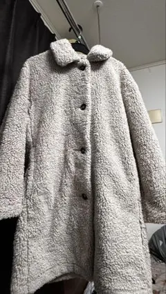 ボア素材 ライトグレーコート