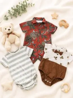 ベビー服 ロンパース 3点セット まとめ売り　アロハシャツ　撮影　おでかけ